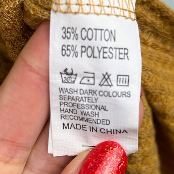 Miholl Rust Orange Gold Waffle Knit Thermal T Shirt Long Sleeves Button Front S - Picture 10 of 11